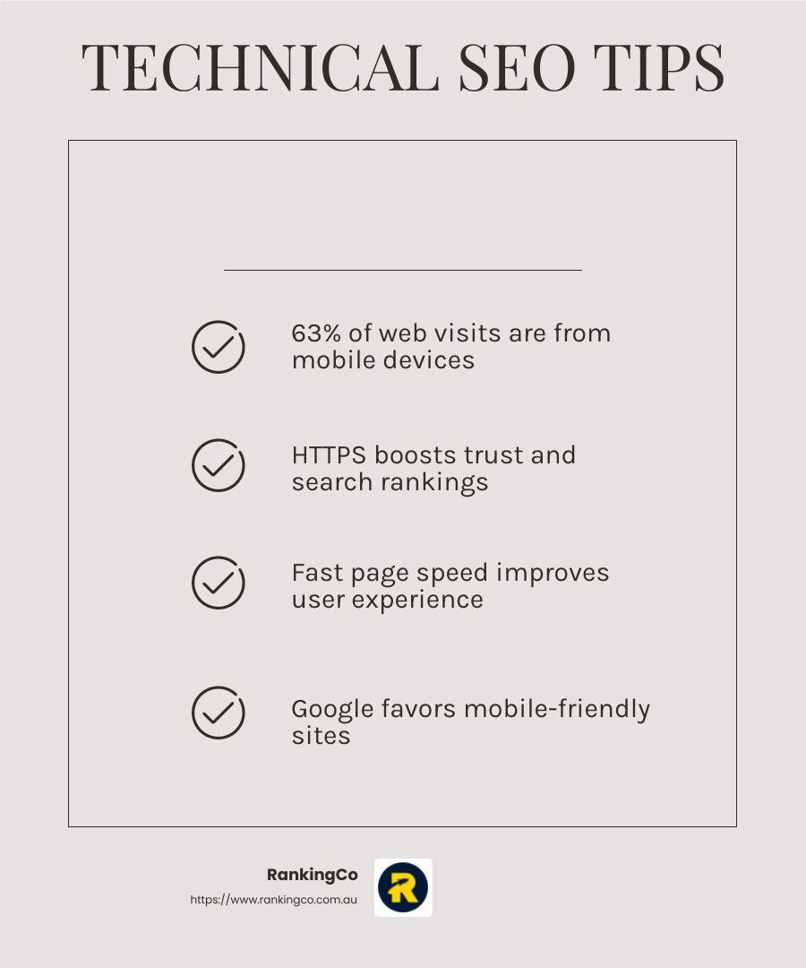 A poster with technical seo tips on it.