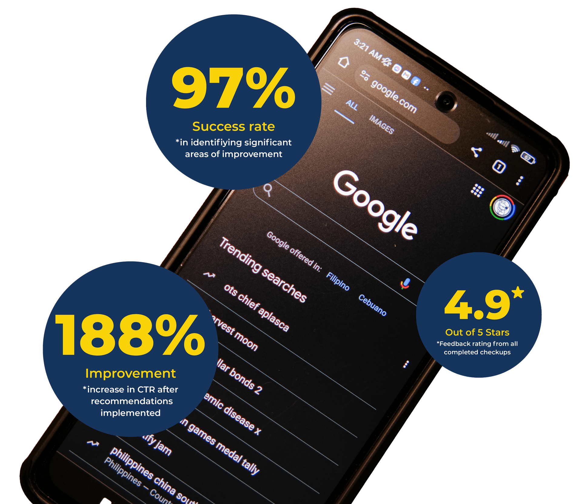 A phone with a google search page on it