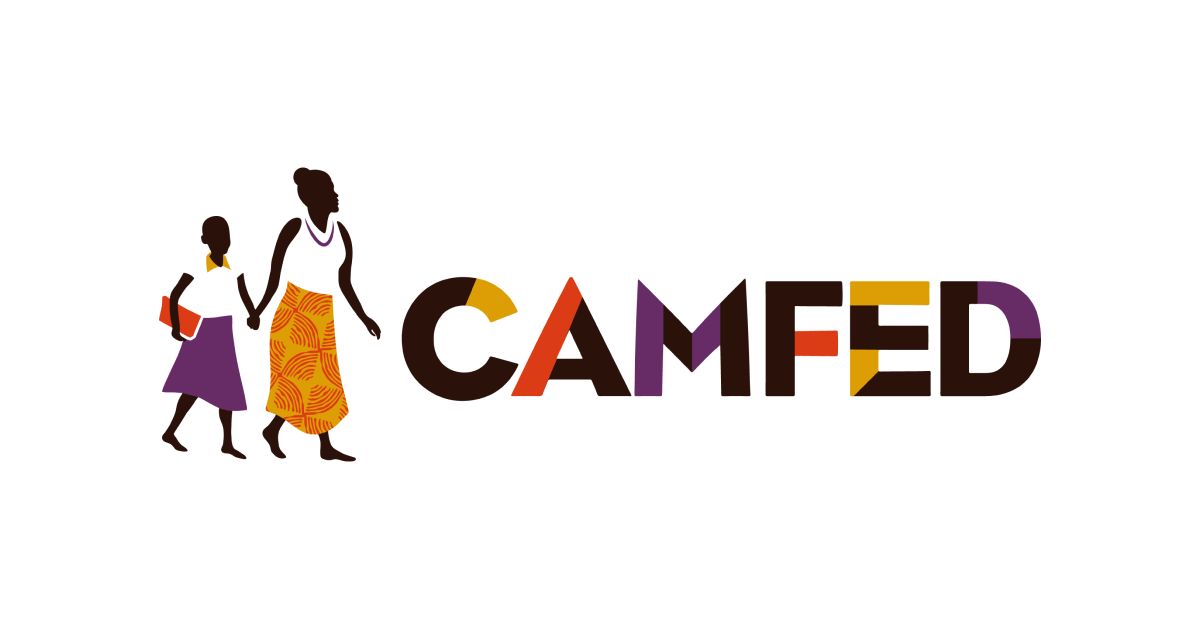 The logo for camfed is a silhouette of two women holding hands.