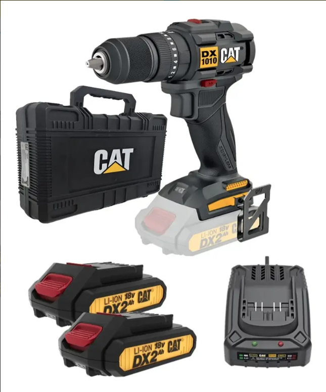 Taladro Percutor Cat 18v 13 Mm 50nm 2 Bat + Carg + Maletin