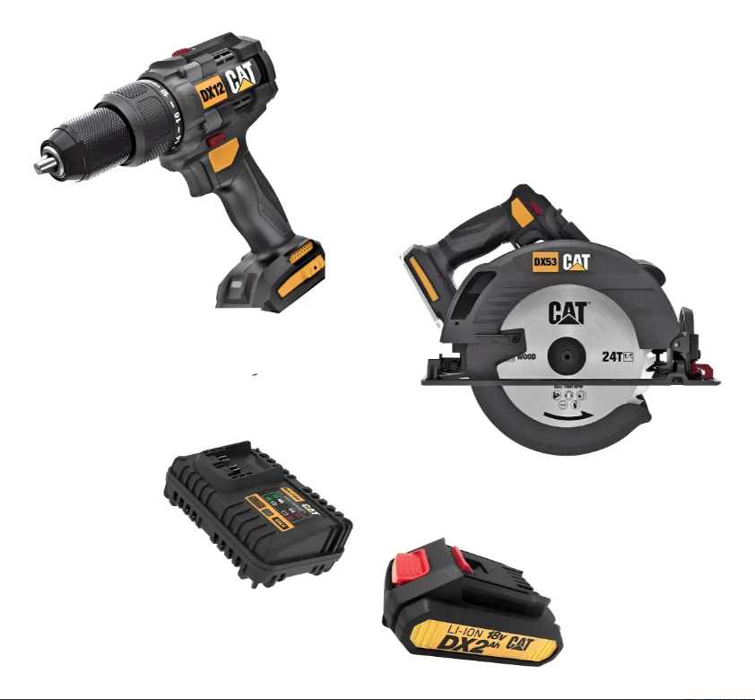 Taladro Cat + Sierra Circular Con Cargador Y Bateria 2ah