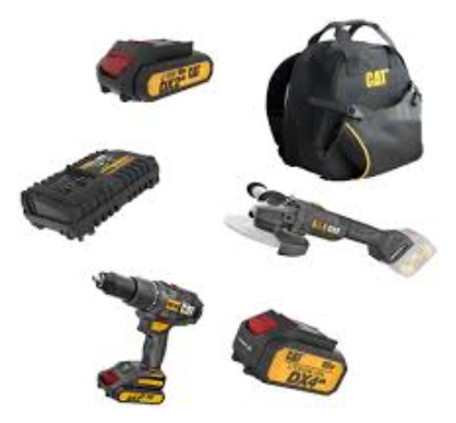 Combo Cat Taladro + Amoladora + Mochila +2 Baterías de 2 ah y 4 ah y Cargador