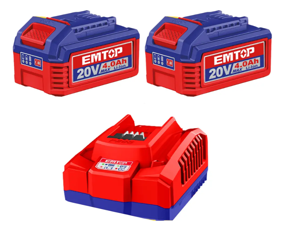 Llave De Impacto Emtop 850nm + 2 Baterías 4ah Y Cargador