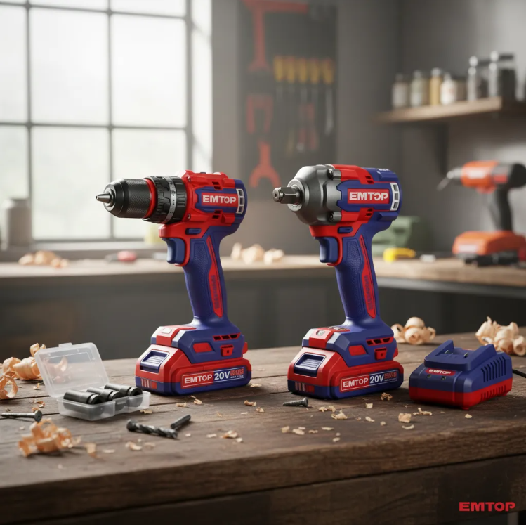 Combo Emtop 20v Brushless Taladro 66 nm Llave De Impacto 405 nm