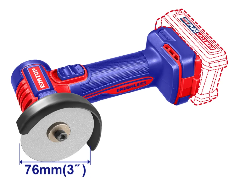 Mini Amoladora A Bateria 20v Emtop 20000rpm 3 + Accesorios