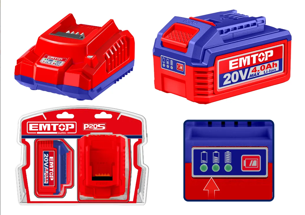 Kit Bateria Cargador Litio 4ah 20v Industrial Emtop