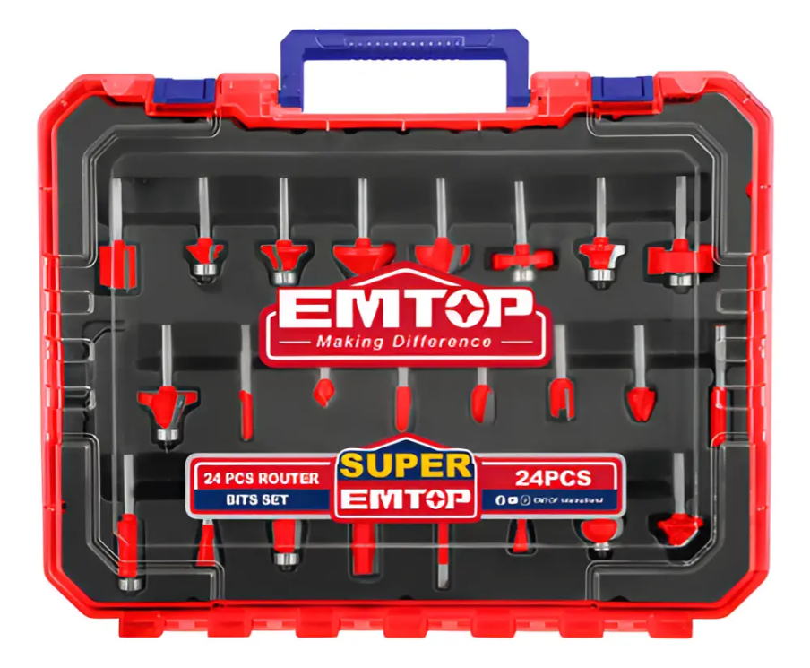 Set Fresas Fresadora Router 24 Piezas Eje 6mm Emtop