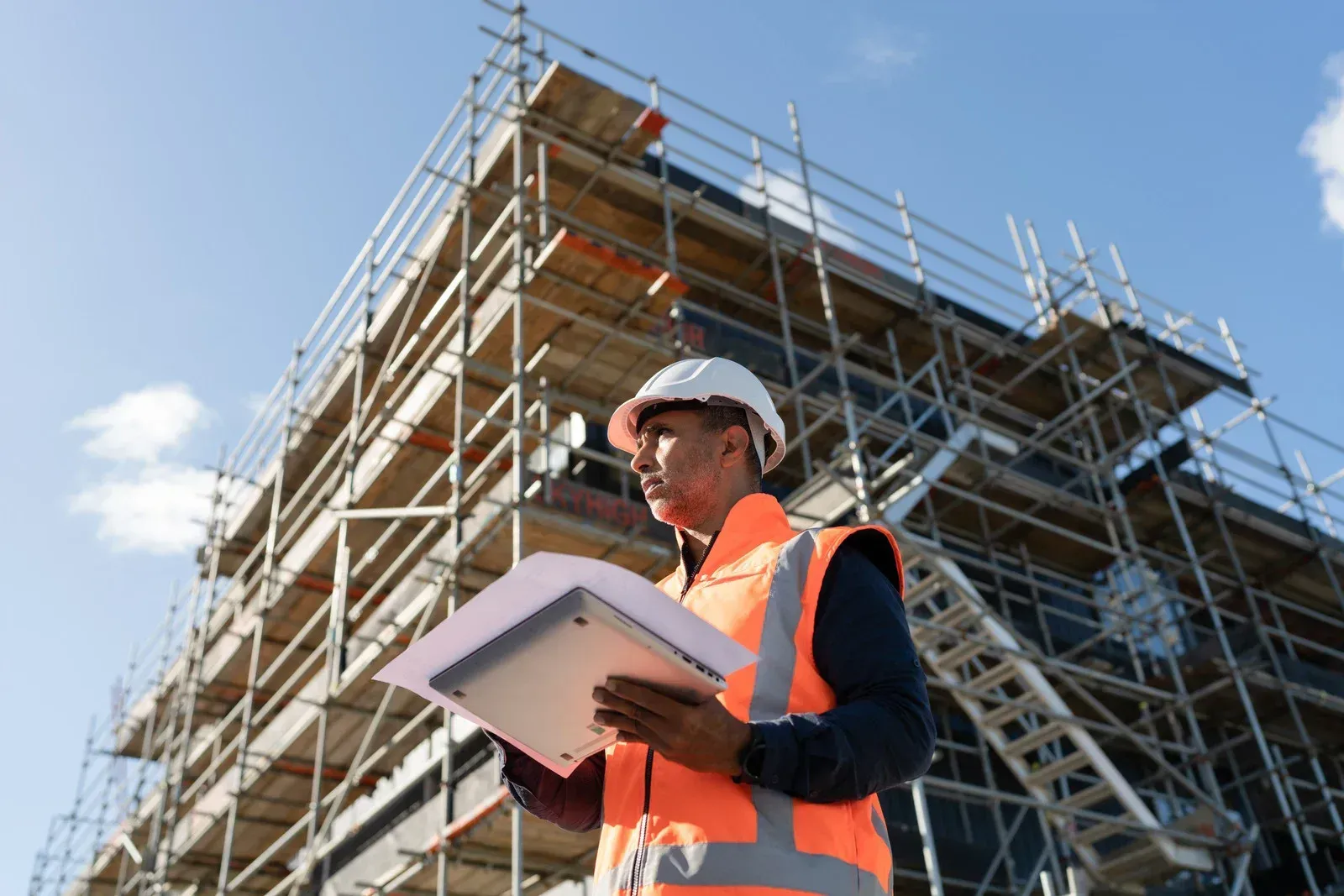 Construction foreman overlooking site