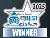 2025 Auburn Journals Best of the Best Auburn winner badge with blue-white Capitol icon