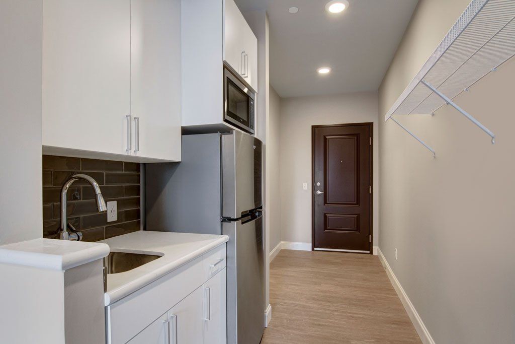 An urban studio living at Daymark Uptown Apartments.