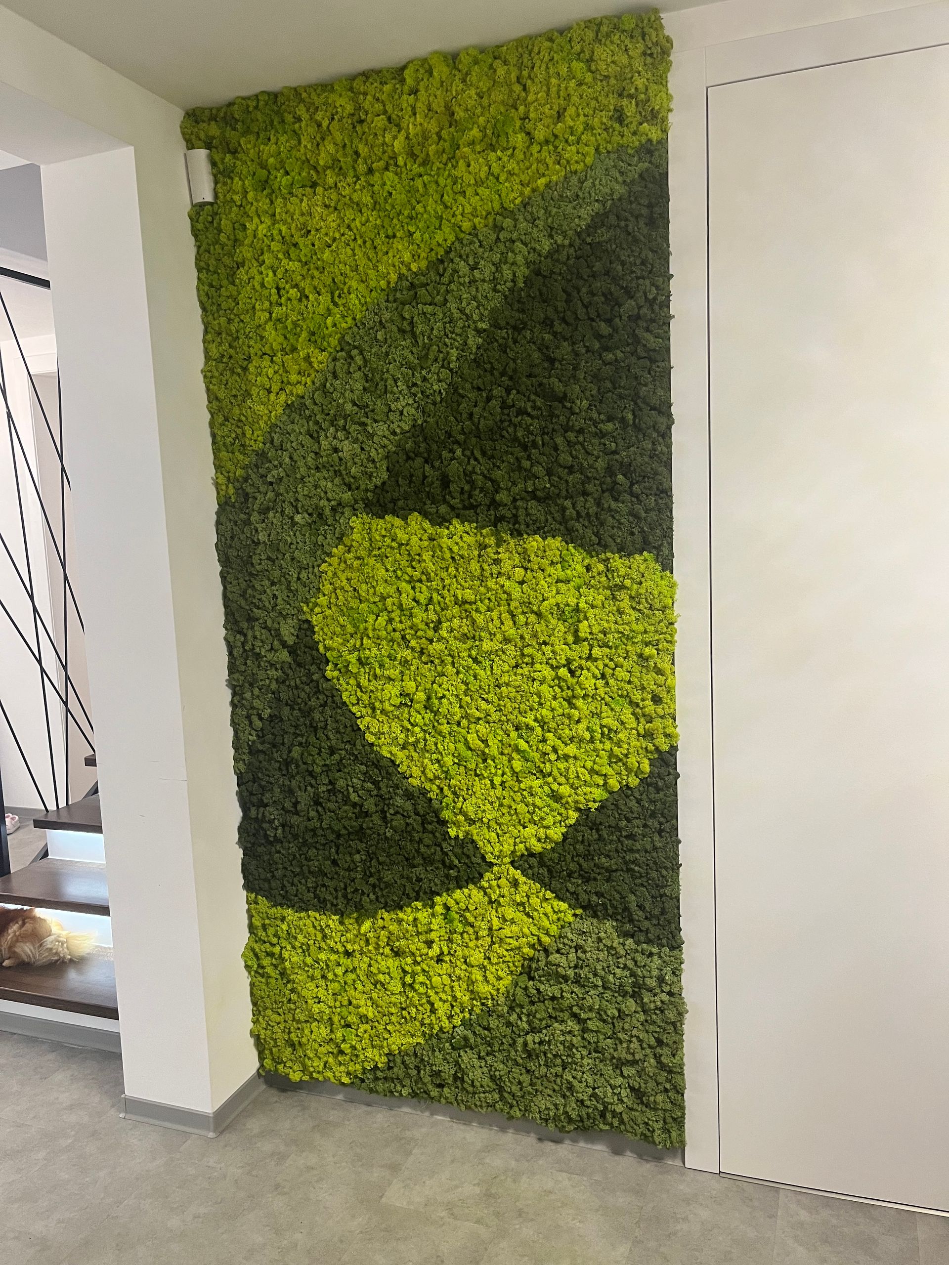 Machová stena MOSSWall v rodinnom dome