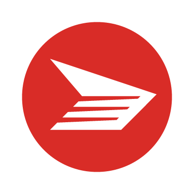 A red circle with a white arrow in it