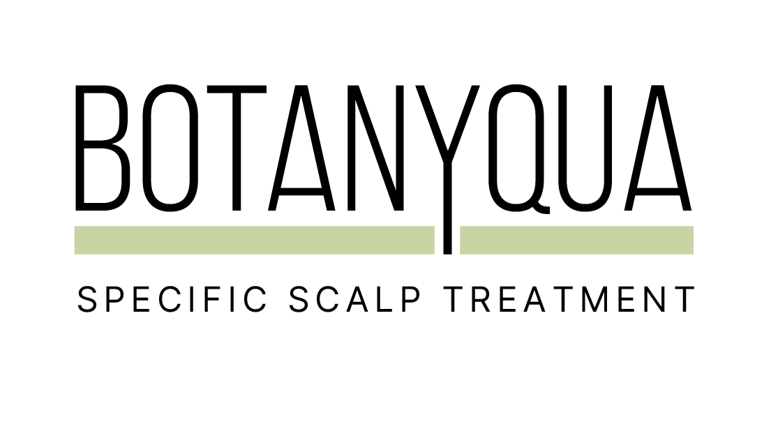 Logo per BOTANYQUA, con il nome in lettere maiuscole nere sottolineato con barra verde chiaro e lo slogan sottostante.