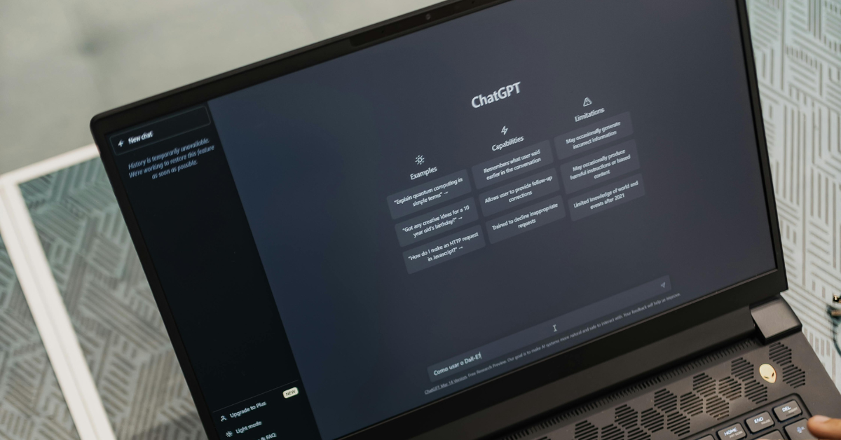 Laptop screen displaying the ChatGPT interface