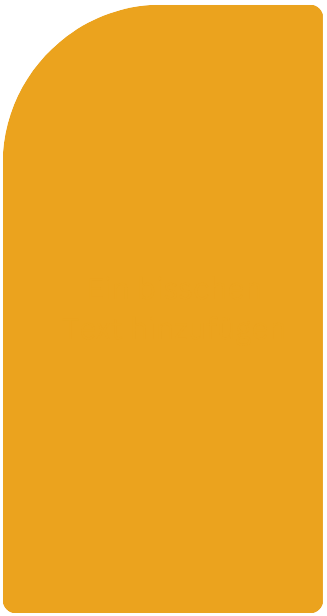 Eine einfarbig gelb-orange Form mit einer geraden rechten Seite und Unterseite, einer geraden linken Seite und einer abgerundeten oberen linken Ecke.