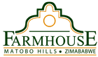 Farmhouse Matobo Hills, Zimbabwe logo. Green and gold stylized farm icon above text.
