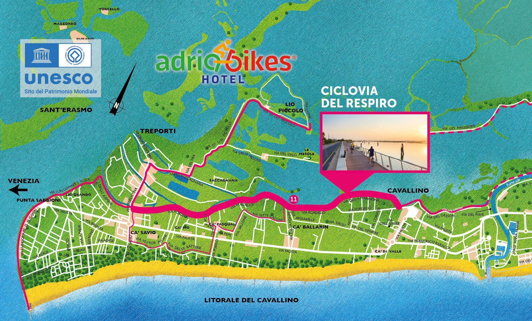 mappa della ciclabile pordelio