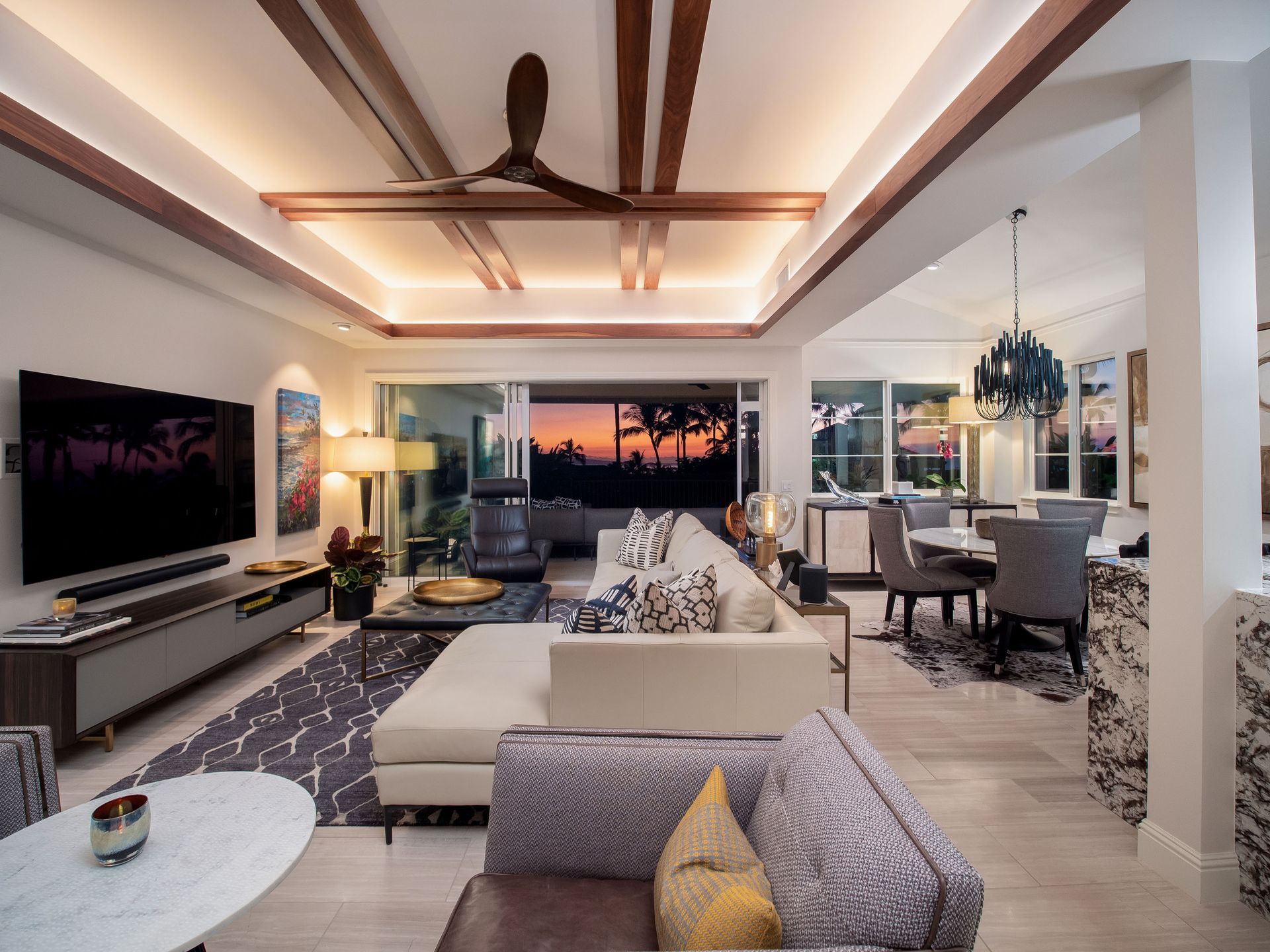 Kainui Loop Living Room at Sunset