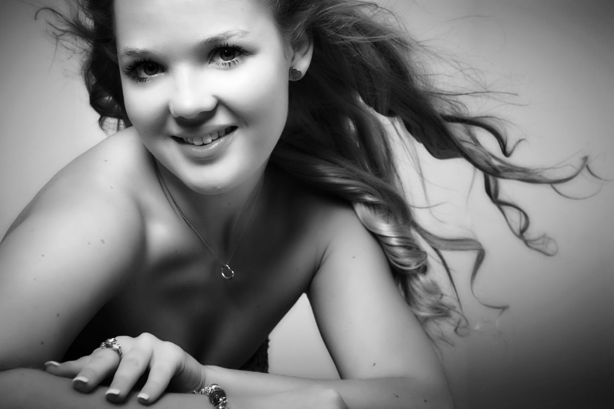 Girl posing for a prom photoshoot at Oakley Studios on the Luton and Dunstable border, Bedfordshire