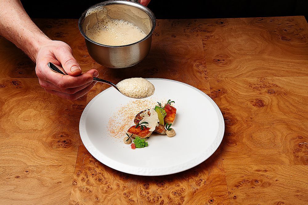 Paris House seared scallops — Michelin Guide fine dining food photography by Oakley Studios, Woburn, Bedfordshire