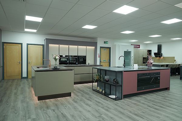 Joe Graham and Sons kitchen showroom — Laura Ashley kitchen range, commercial photography by Oakley Studios, Luton