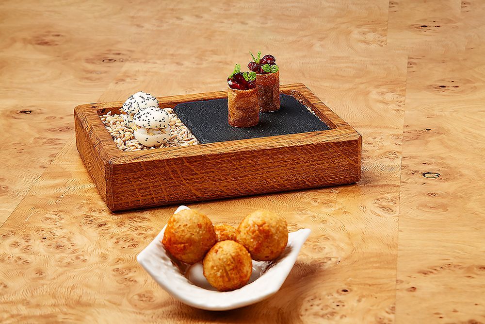 Paris House canapés — fine dining food photography by Oakley Studios, Woburn, Bedfordshire