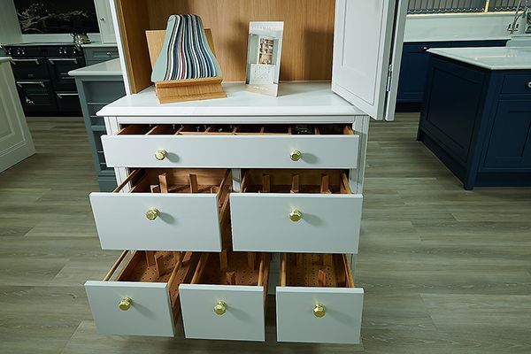 Joe Graham and Sons luxury kitchen showroom — Laura Ashley kitchen range, commercial photography by Oakley Studios, Luton
