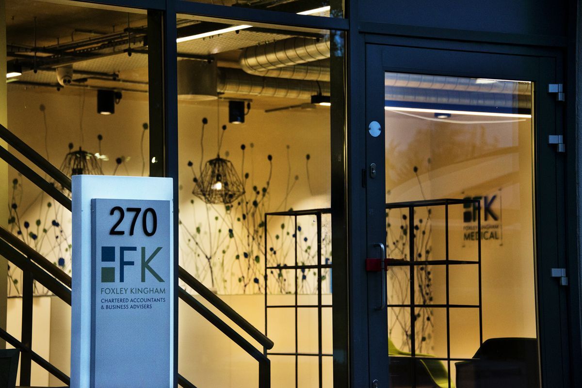 Foxley Kingham offices exterior — corporate branding photography by Oakley Studios, Bedfordshire