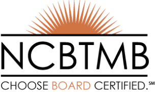 NCBTMB logo with orange sunburst and tagline “Choose Board Certified.”