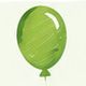 Green balloon with a tied string floating on a plain light background