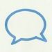Blue outlined speech bubble icon on a light background