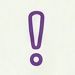 Purple exclamation mark icon on a white background