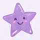Purple smiling star cartoon with a cute face and rosy cheeks