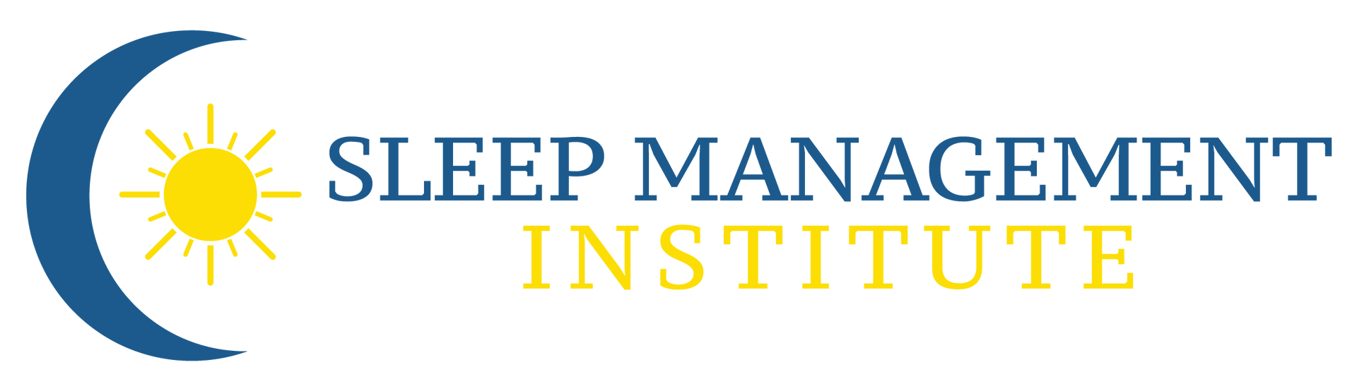 A logo for the sleep management institute with a crescent moon and sun