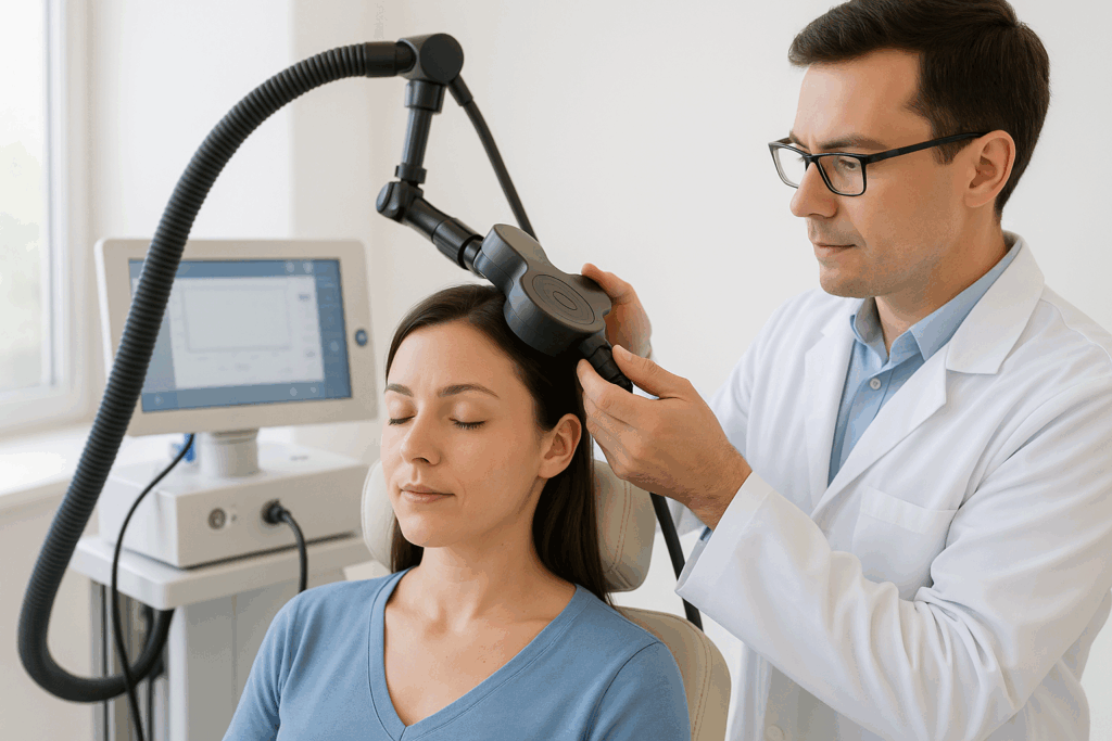Patient preparing for a TMS therapy appointment at Accentus Mental Health in Indianapolis
