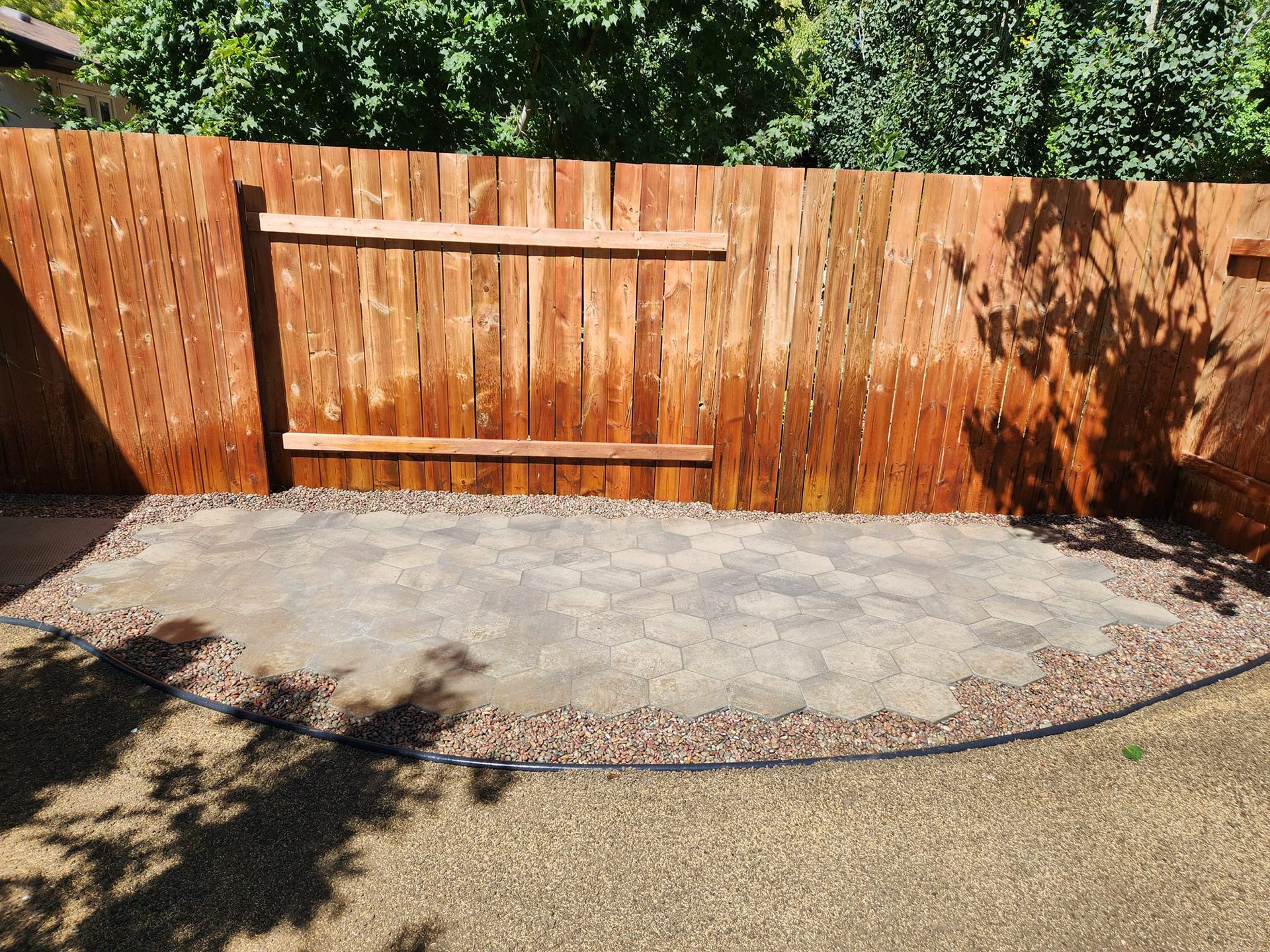 A stone patio area.