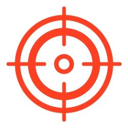 A red spider icon on a white background