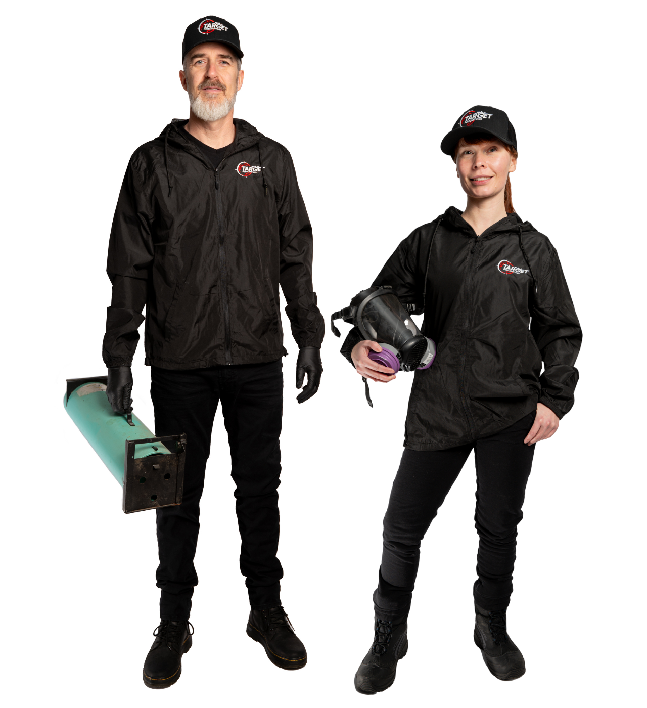 A man and a woman are standing next to each other with man holding skunk trap