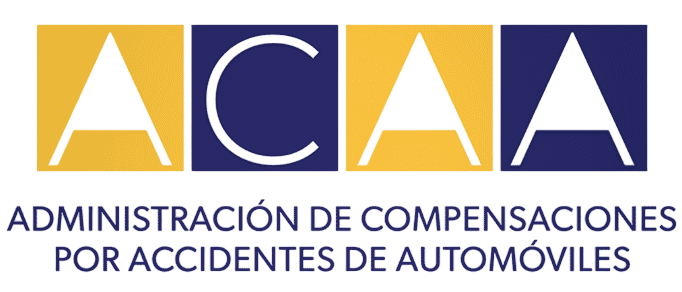 Logo for ACAA (Administración de Compensaciones por Accidentes de Automóviles). Yellow and blue squares with white letters.