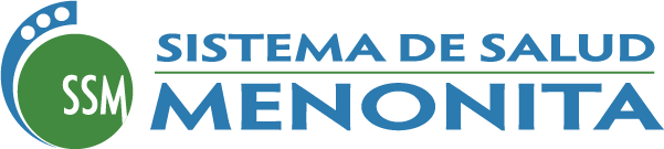Logo for Sistema de Salud Menonita with a blue and green emblem and blue text.