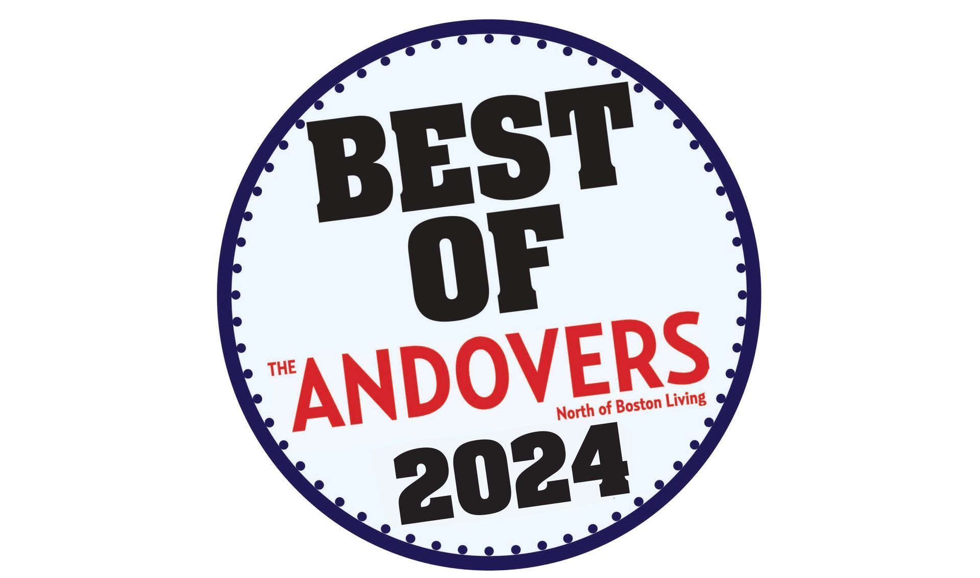 Circular “Best of the ‘Andovers’ 2024” badge in black, red, and white.