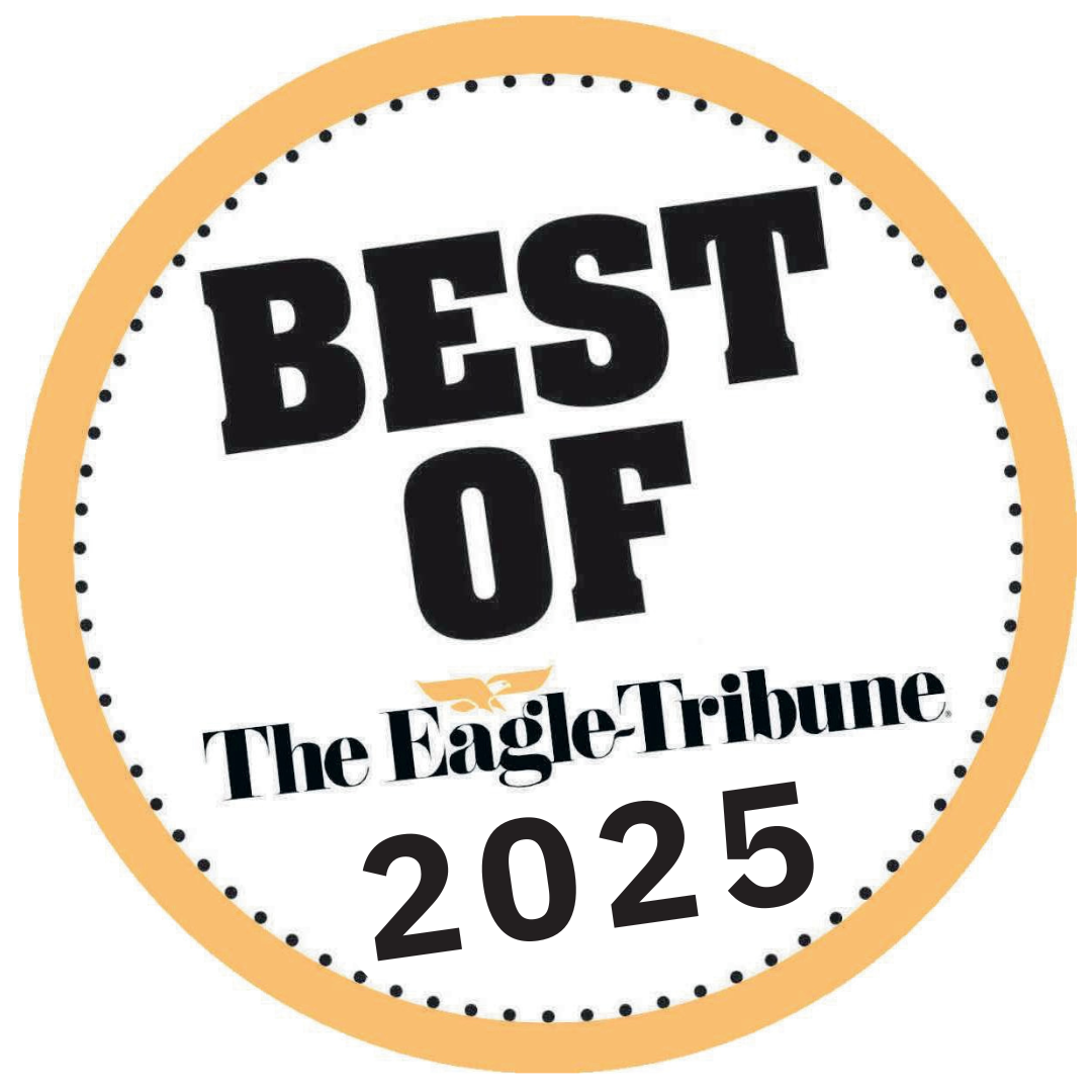 Best of The Eagle-Tribune 2025 circular badge with gold border and black text