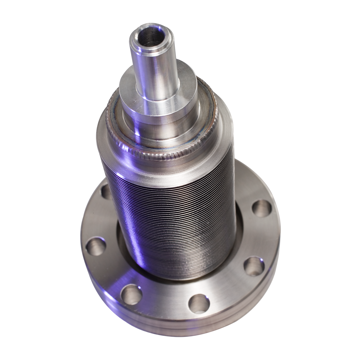 Atlas custom bimetal flange with long graduated neck.