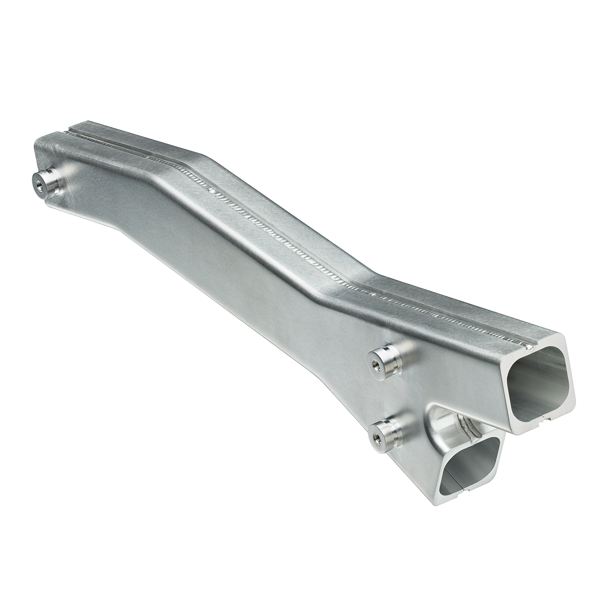 Two symmetrical y-shaped aluminum hog-outs with outside welds to form a beamline switching chamber with no virtual leaks. 