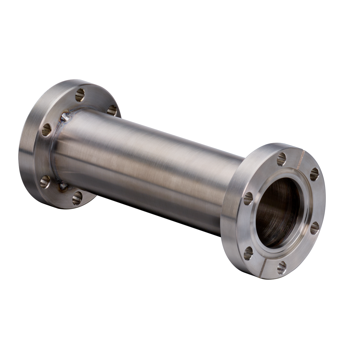 Titanium full nipple for complex UHV systems