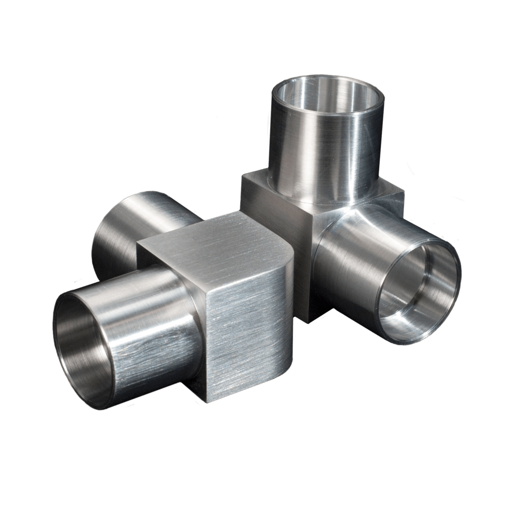 Two aluminum elbows .