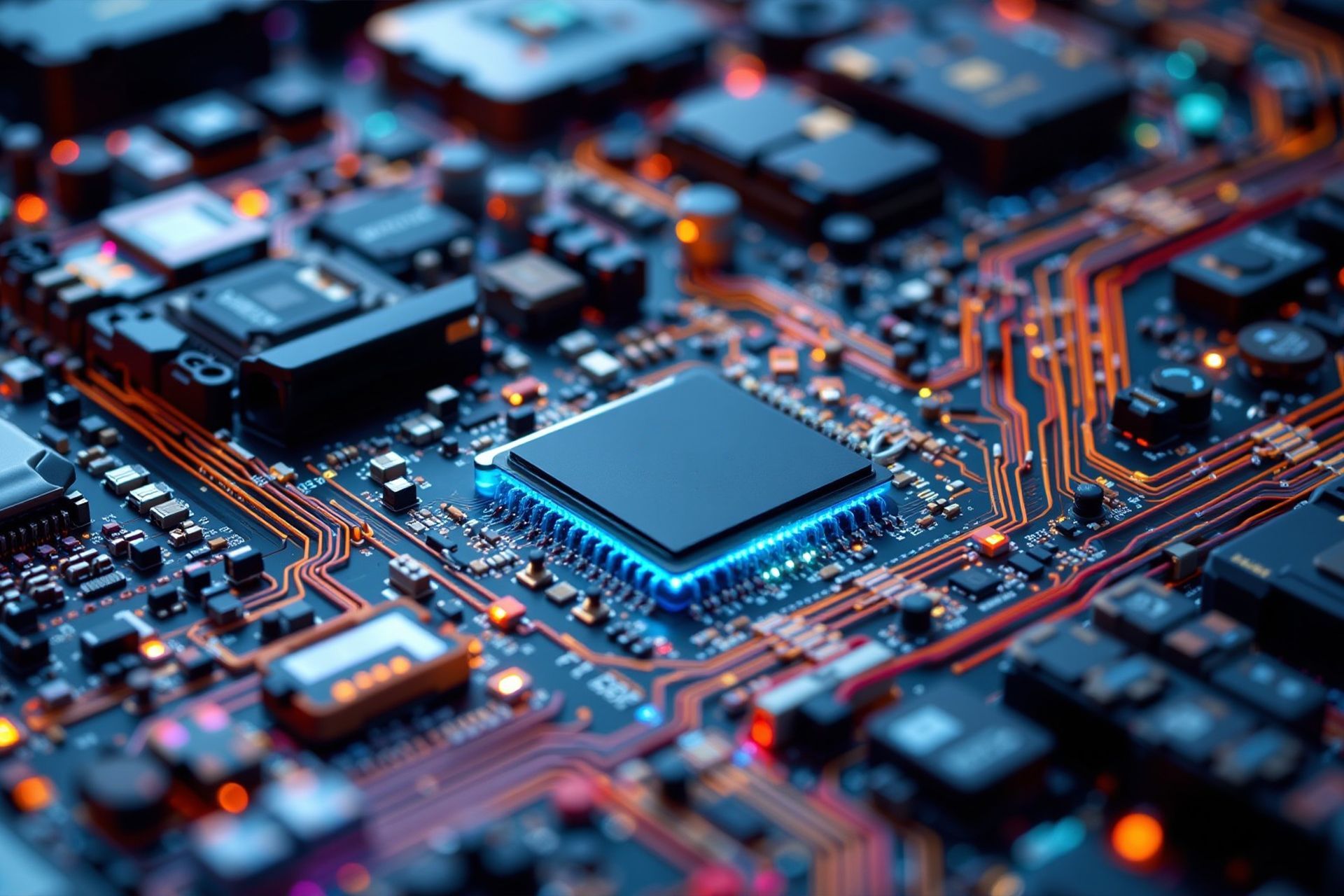 A complicated circuit board.
