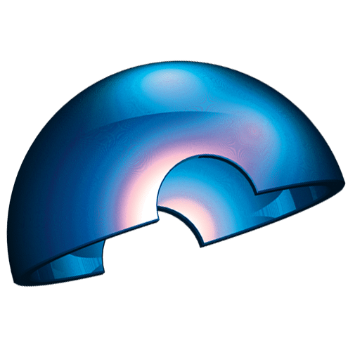 A rendering showing the potential for a spherical chamber to be made out of titanium.