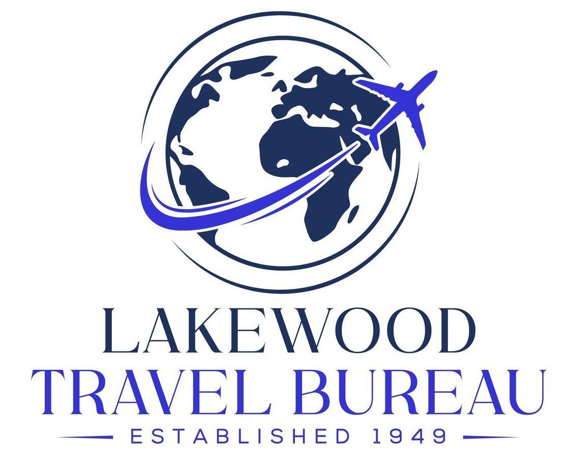 lakewood travel bureau logo The logo for lakewood travel bureau shows a plane flying around the globe.