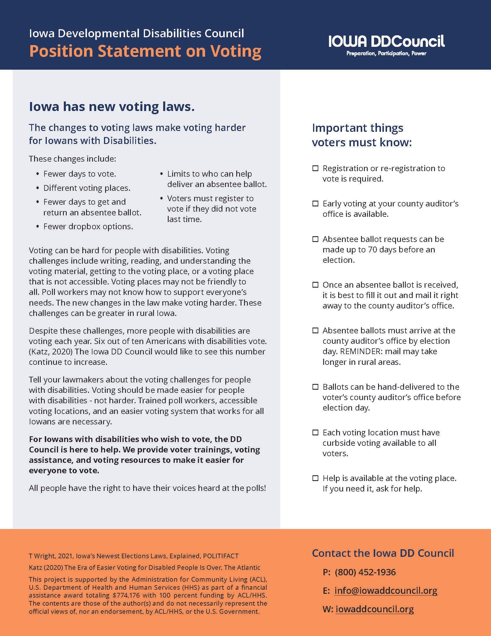 Position Statement on Voting
